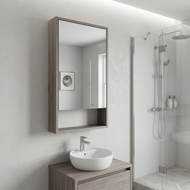 18" Light Gray Wood Floating Double Door Bathroom Vanity And Medicine Cabinet With Mirror - Bed & Bath