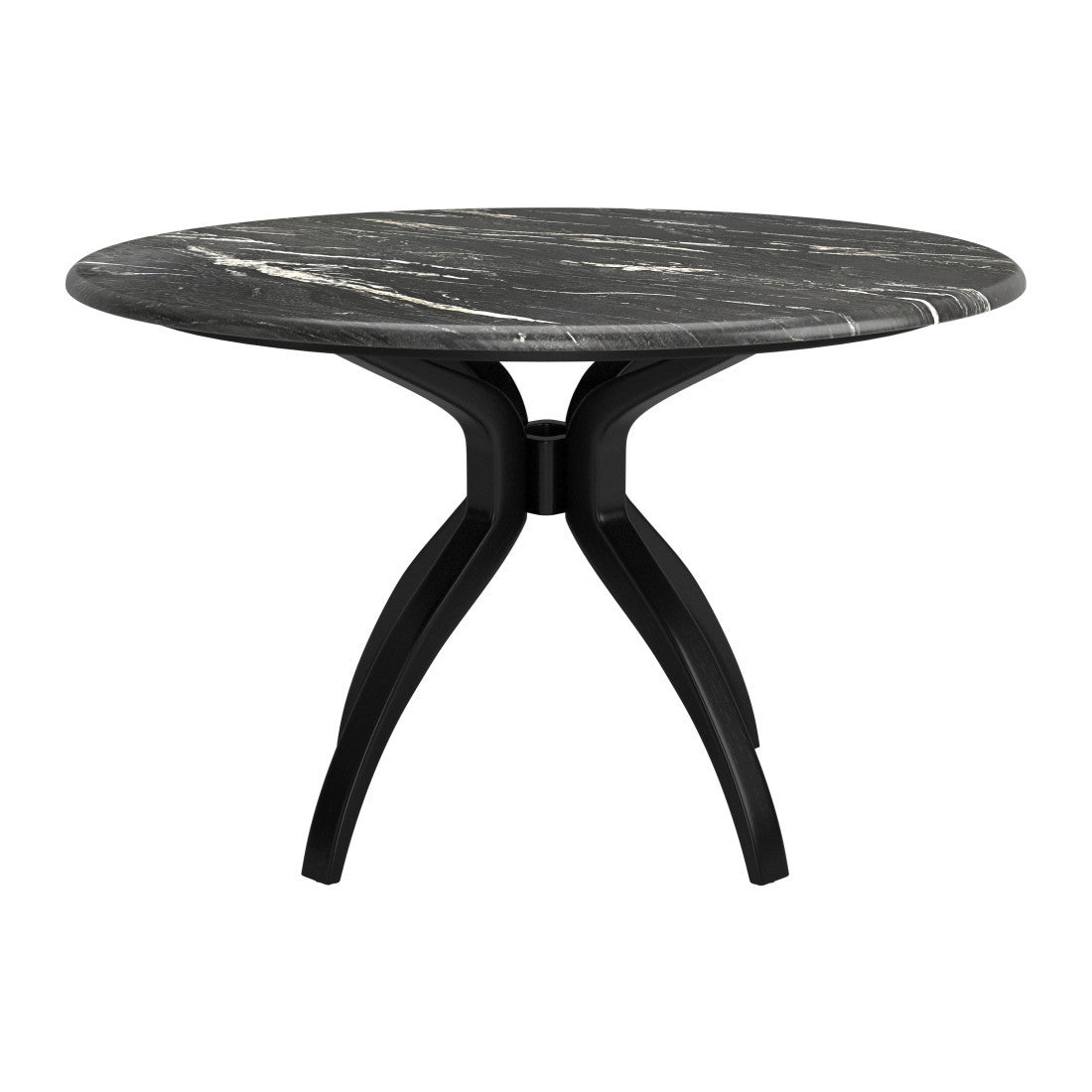 50" Black Faux Marble and Steel Pedestal Base Round Top Dining Table - Kitchen & Dining