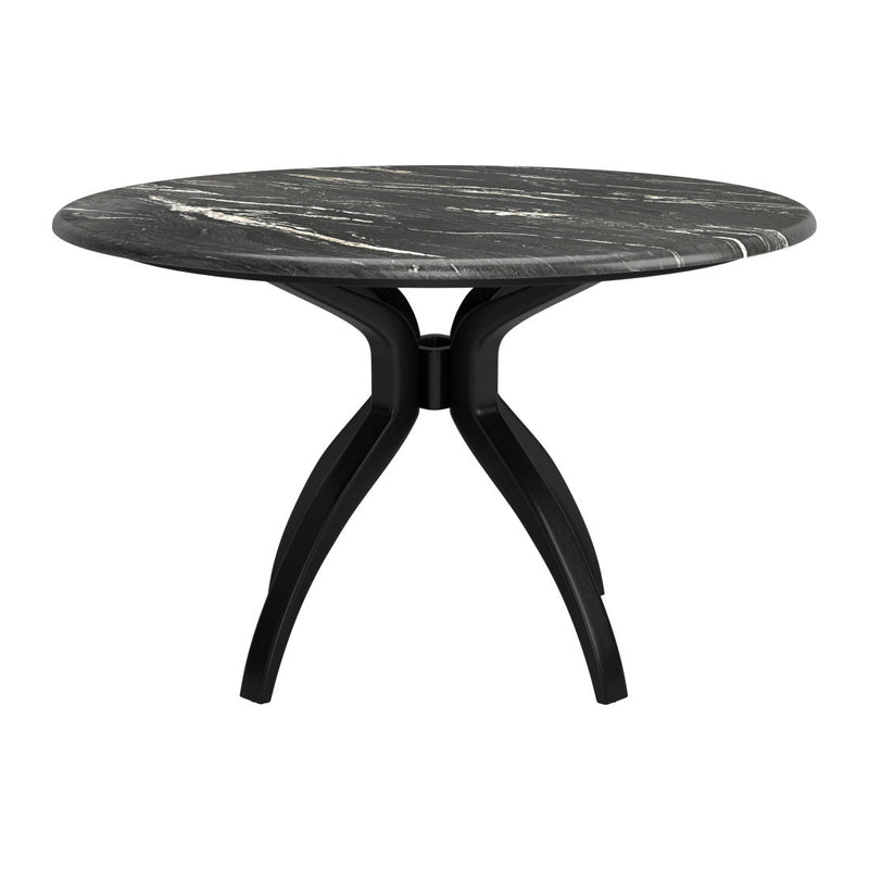 50" Black Faux Marble and Steel Pedestal Base Round Top Dining Table - Kitchen & Dining