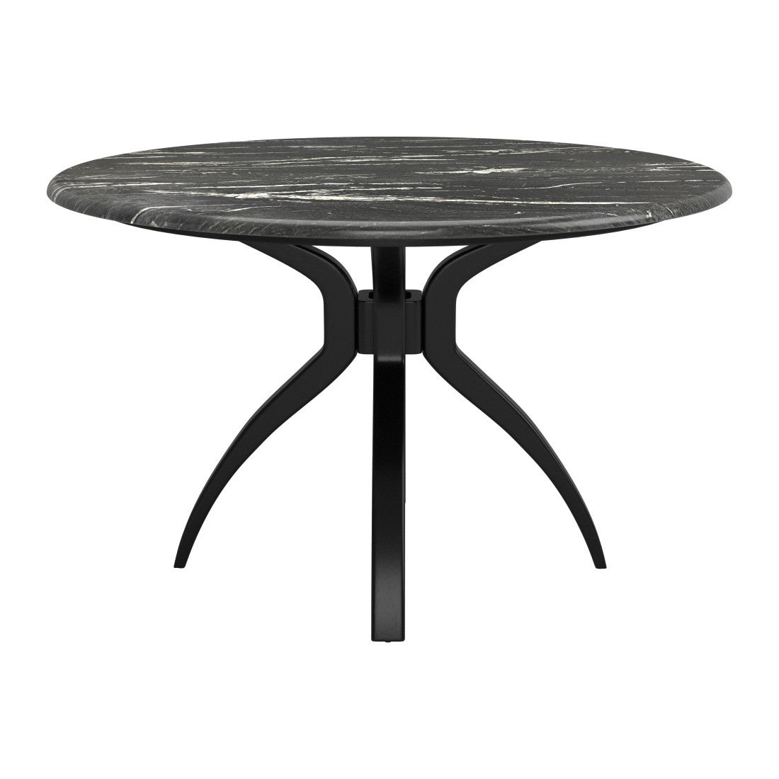 50" Black Faux Marble and Steel Pedestal Base Round Top Dining Table - Kitchen & Dining