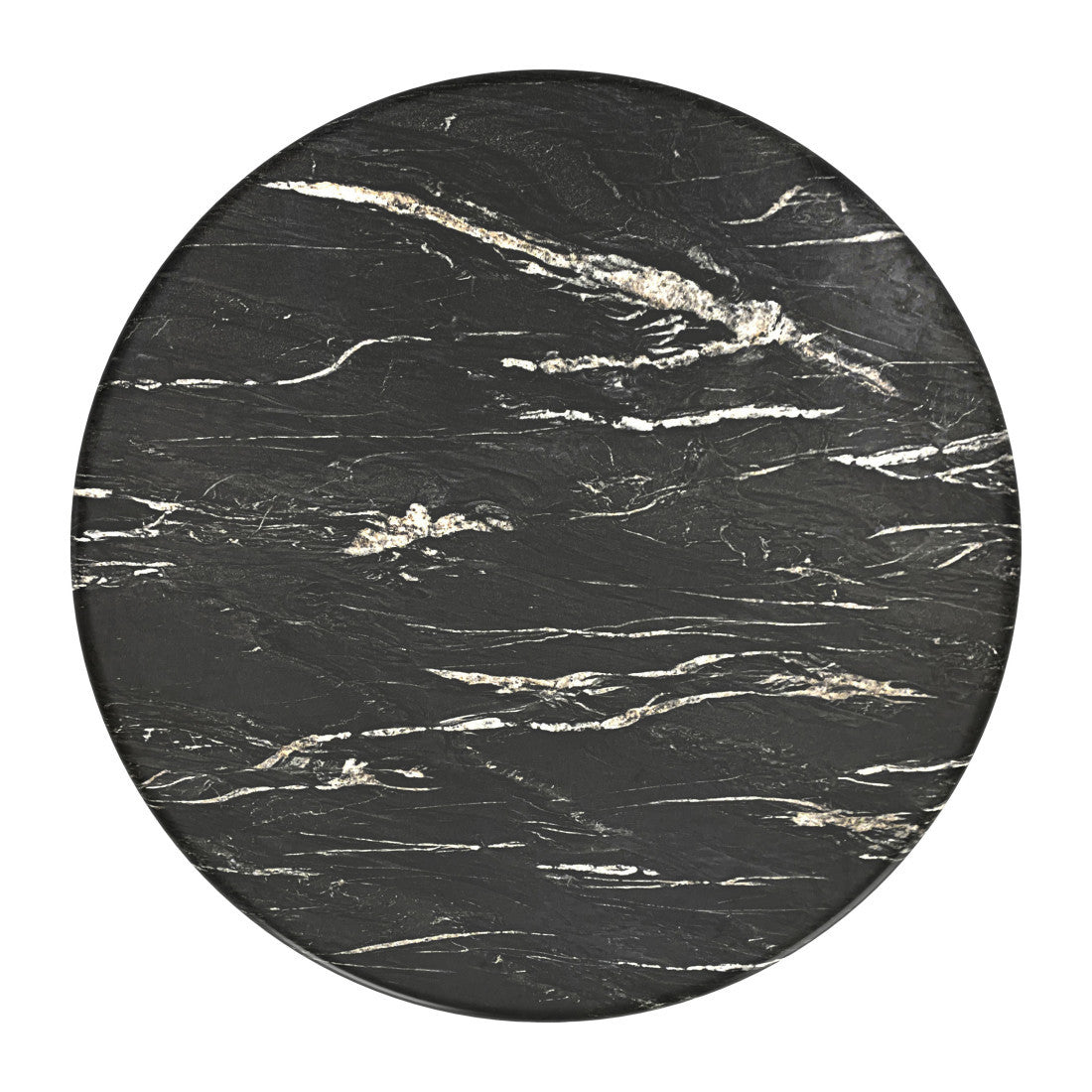50" Black Faux Marble and Steel Pedestal Base Round Top Dining Table - Kitchen & Dining