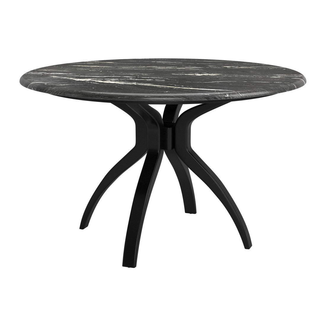50" Black Faux Marble and Steel Pedestal Base Round Top Dining Table - Kitchen & Dining