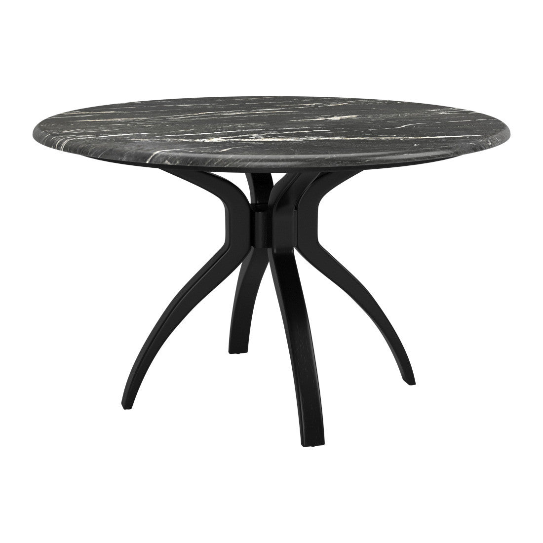 50" Black Faux Marble and Steel Pedestal Base Round Top Dining Table - Kitchen & Dining