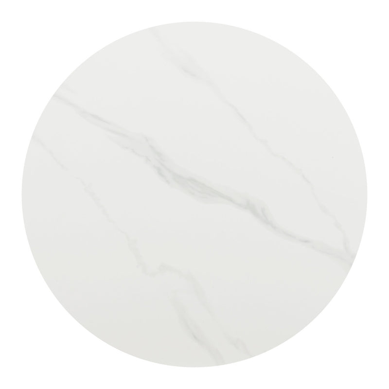48" White and Black Faux Marble and Steel Pedestal Base Round Top Dining Table - Kitchen & Dining