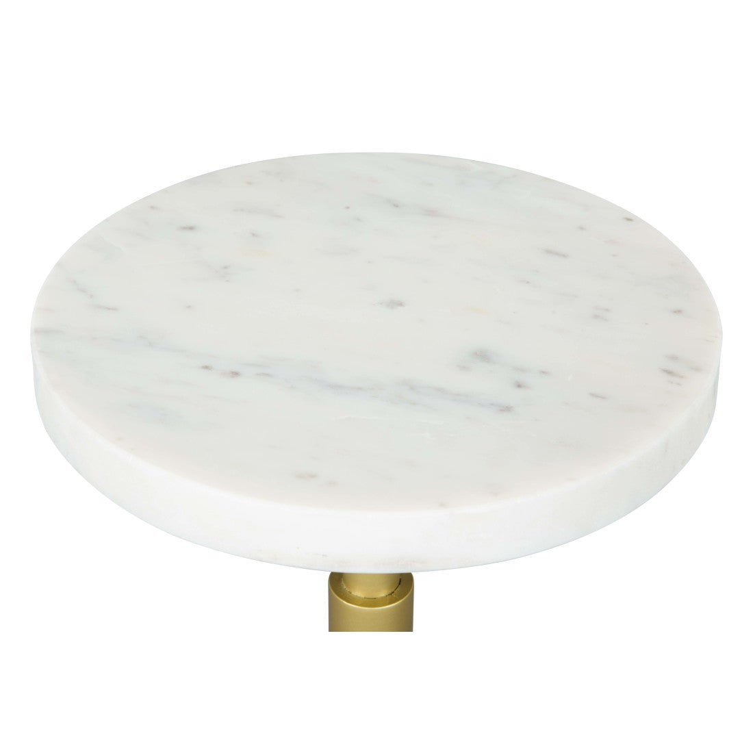 22" White And Gold Marble And Iron Round Pedestal End Table - Living Room