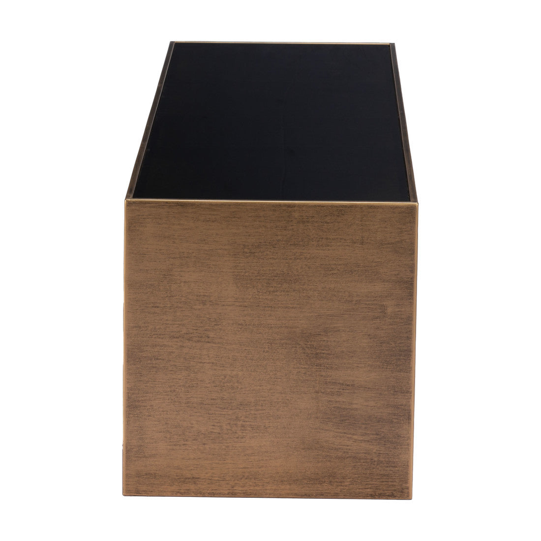 48" Black and Brass Mirrored Glass and Steel Solid Coffee Table - Living Room