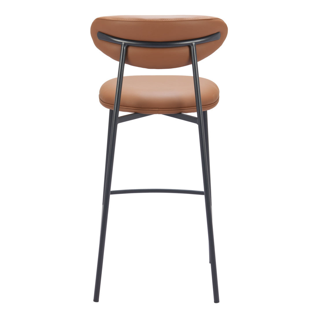 Set of Two 29" Brown And Black Faux Leather And Steel Low Back Bar Height Bar Chairs - Living Room