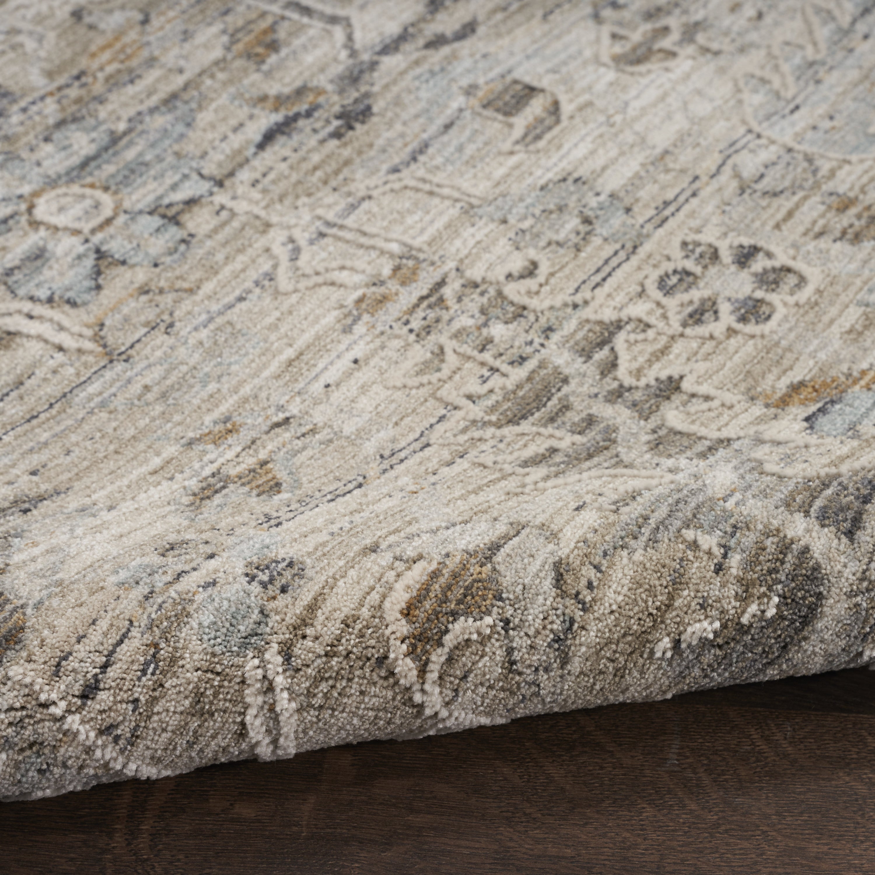 5' X 8' Ivory Black And Taupe Oriental Distressed Area Rug With Fringe - Home & Garden