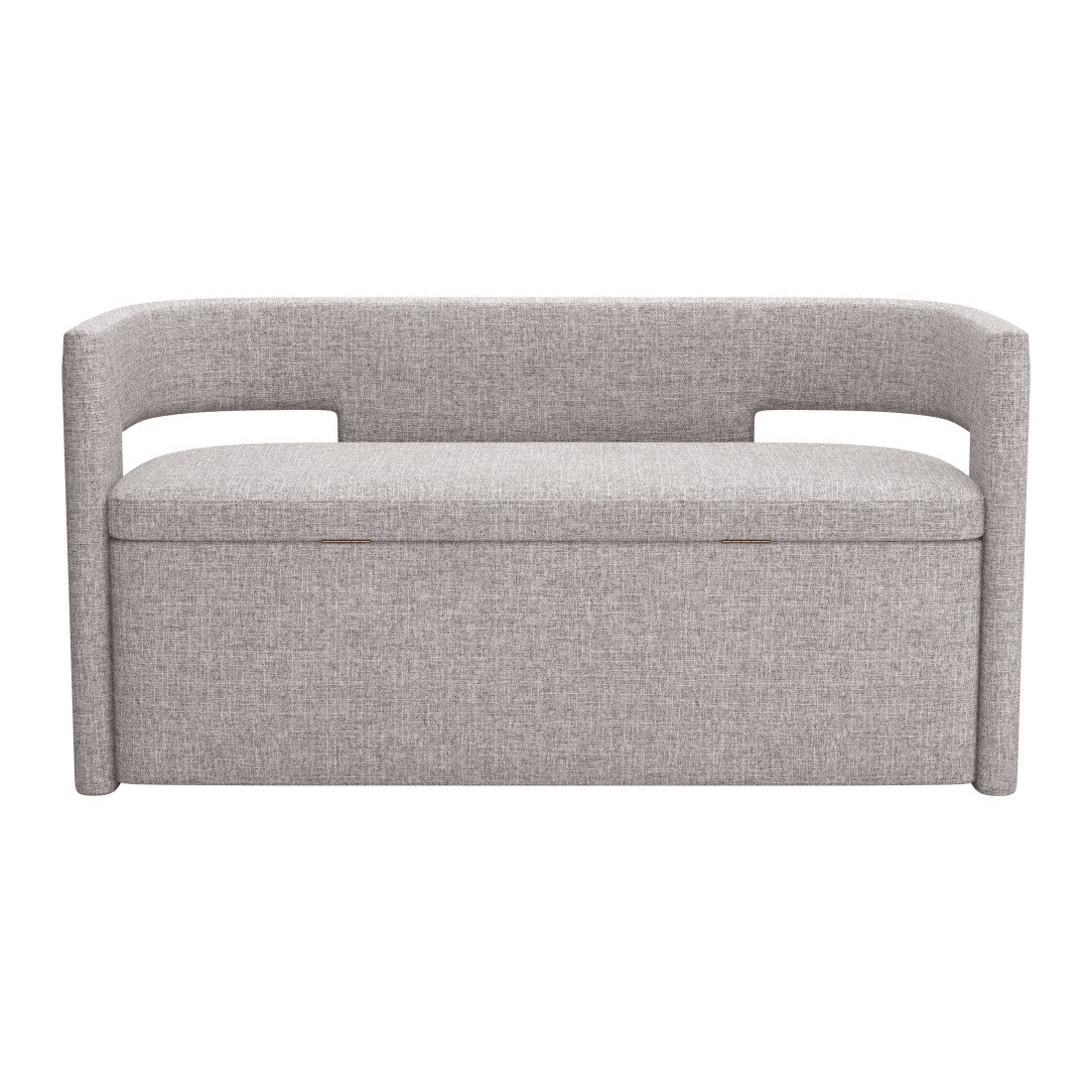 55" Gray Fabric Upholstered Storage Bench With Flip Top - Living Room