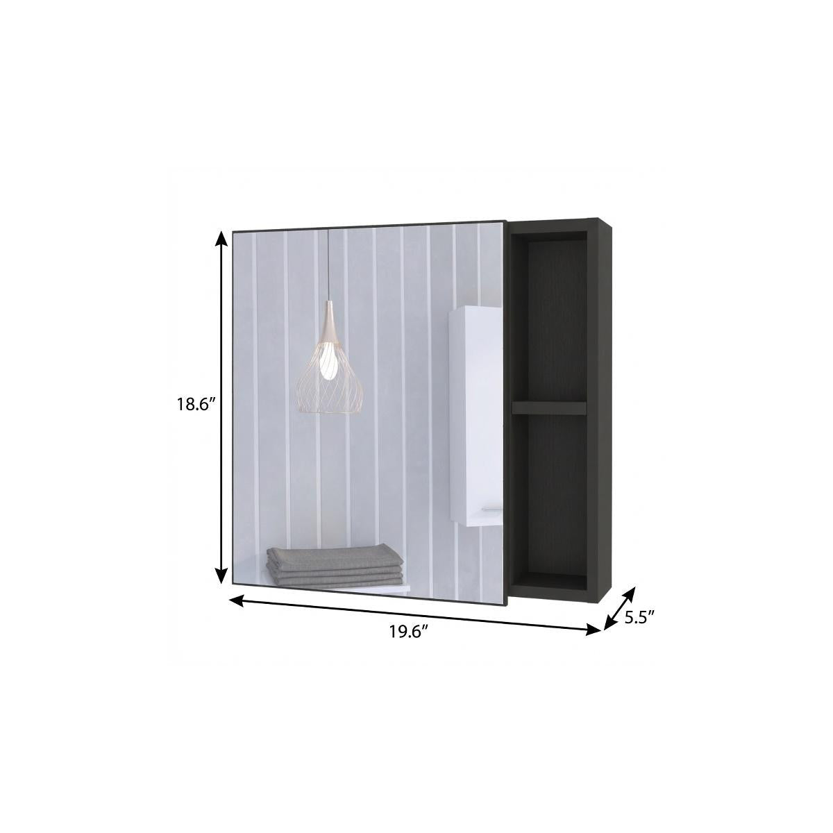 20" Black Wood Floating Single Door Bathroom Vanity And Medicine Cabinet With Mirror - Bed & Bath
