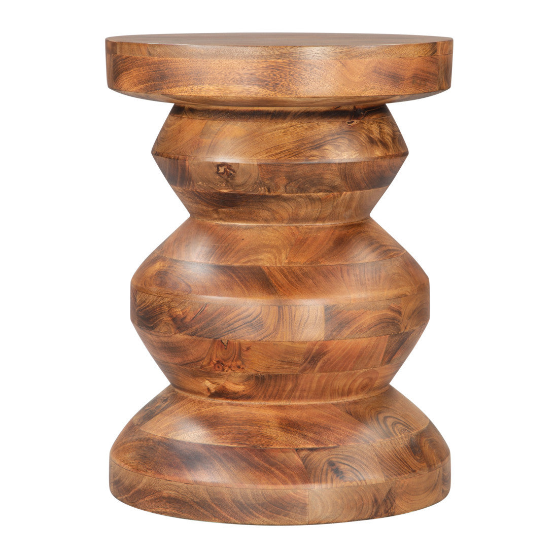 21" Brown Solid Wood Round Pedestal End Table - Living Room