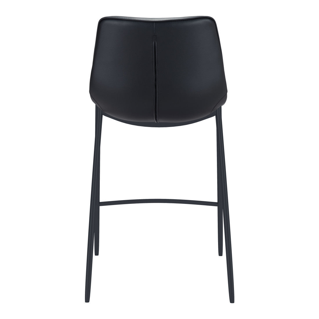 Set of Two 30" Black Faux Leather And Steel Low Back Bar Height Bar Chairs - Living Room