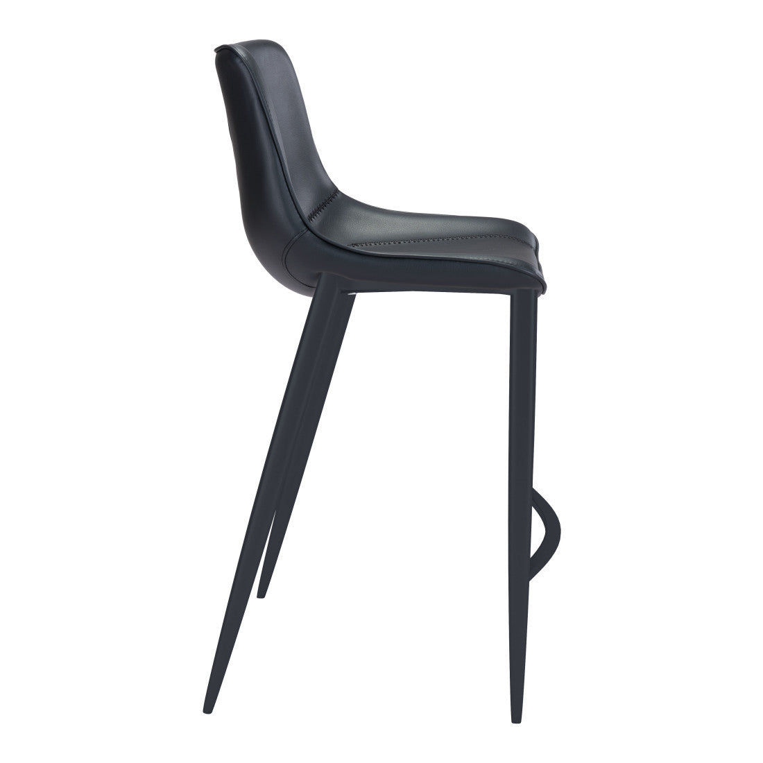 Set of Two 30" Black Faux Leather And Steel Low Back Bar Height Bar Chairs - Living Room