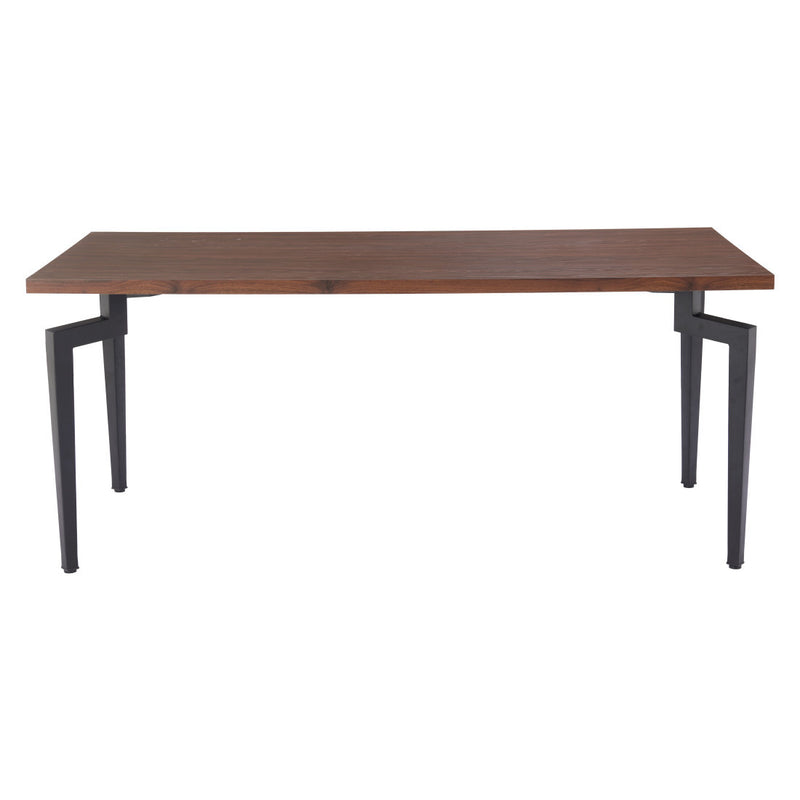 71" Brown and Black Wood and Steel Dining Table - Kitchen & Dining
