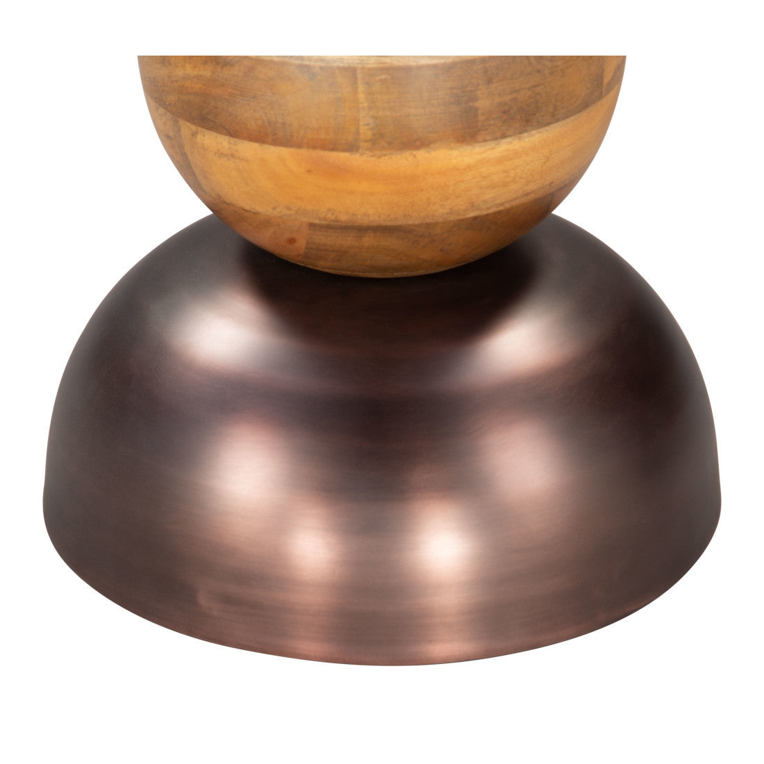 20" Bronze and Brown Iron and Solid Wood Round Pedestal End Table - Living Room