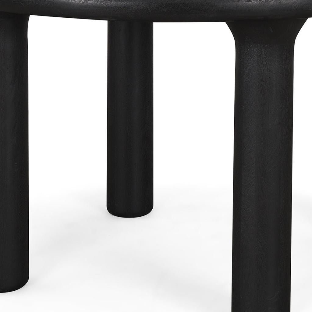 48" Black Solid Wood Round Top Dining Table - Kitchen & Dining