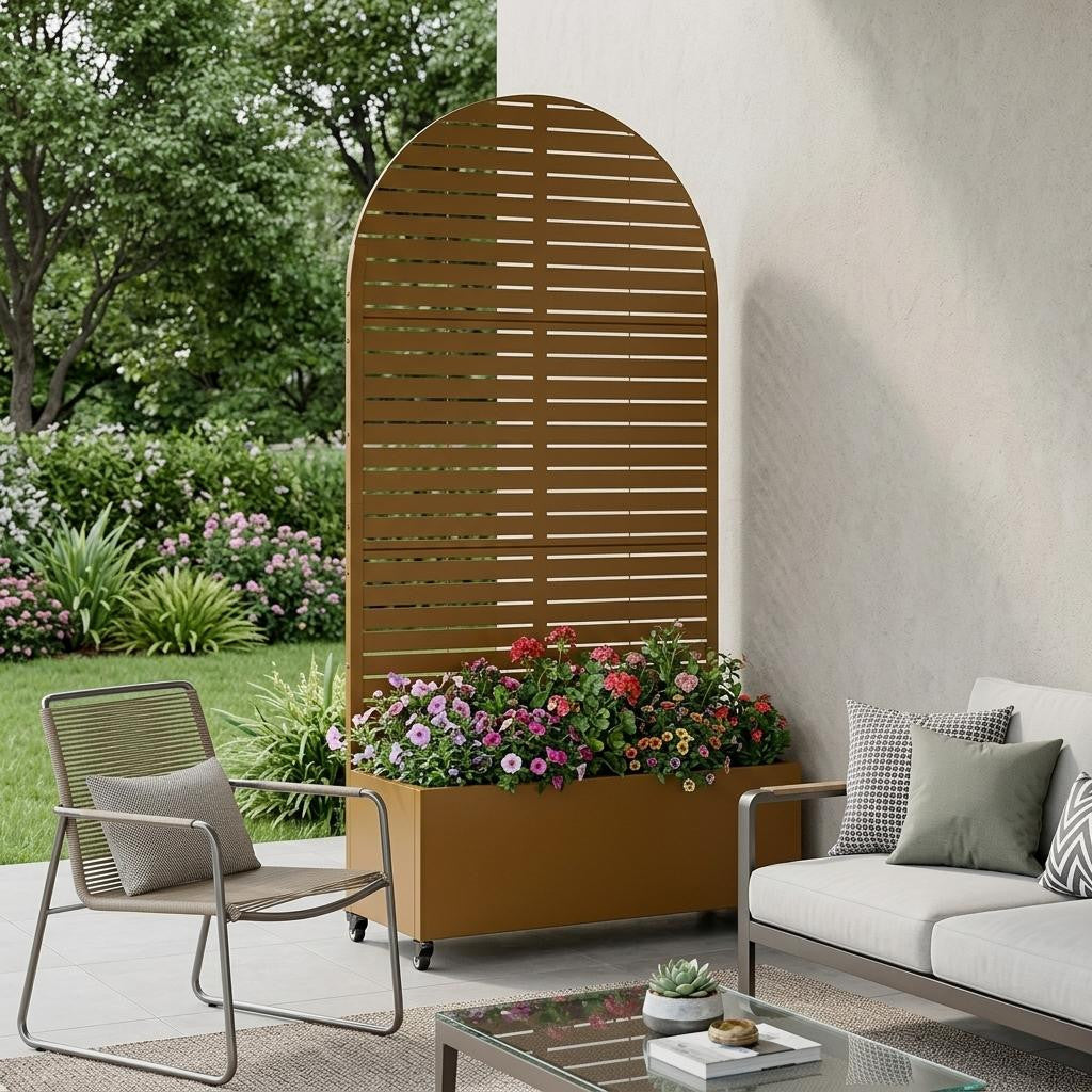 71" X 35" Brown Galvanized Metal Rectangular Planter Box - Sports & Outdoor