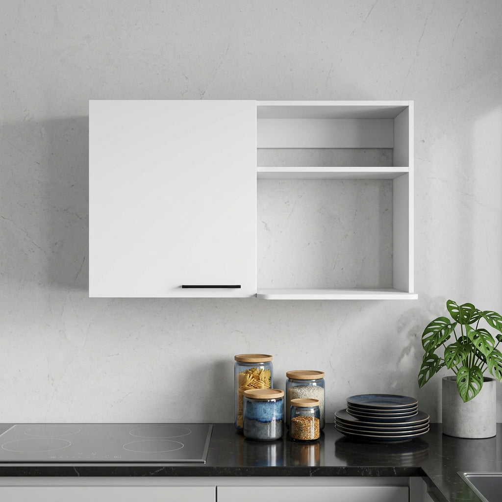 39" White Wood Wall Mounted Accent Cabinet With Single Door - Kitchen & Dining