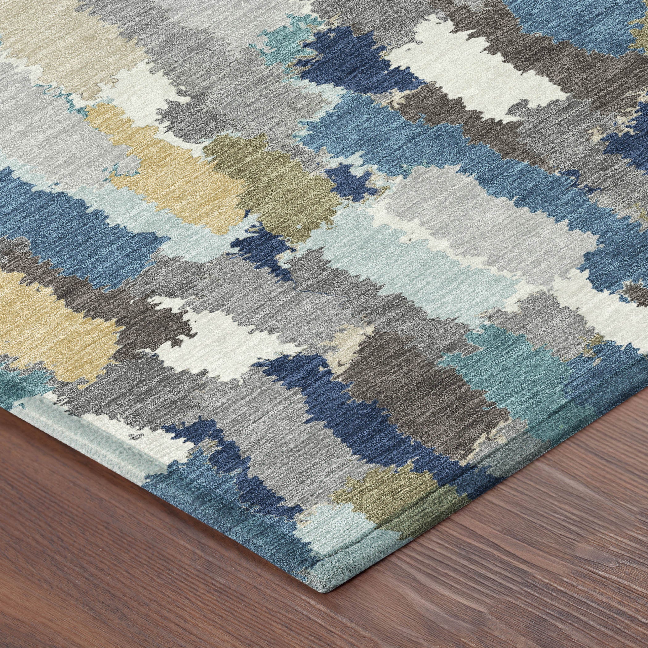 5' X 8' Teal Blue And Navy Blue Striped Washable Indoor Outdoor Area Rug - Sports & Outdoor