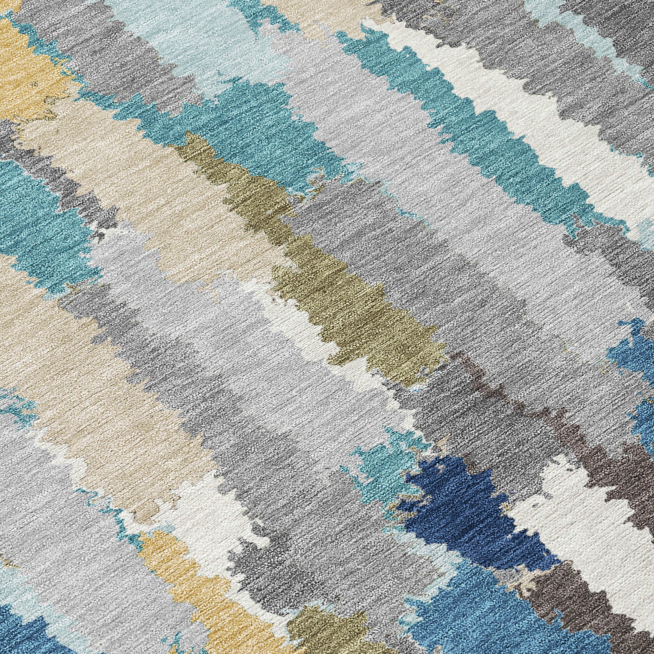 5' X 8' Teal Blue And Navy Blue Striped Washable Indoor Outdoor Area Rug - Sports & Outdoor