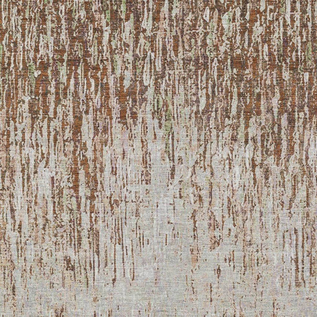 10' X 14' Orange And Copper Striped Washable Indoor Outdoor Area Rug - Sports & Outdoor