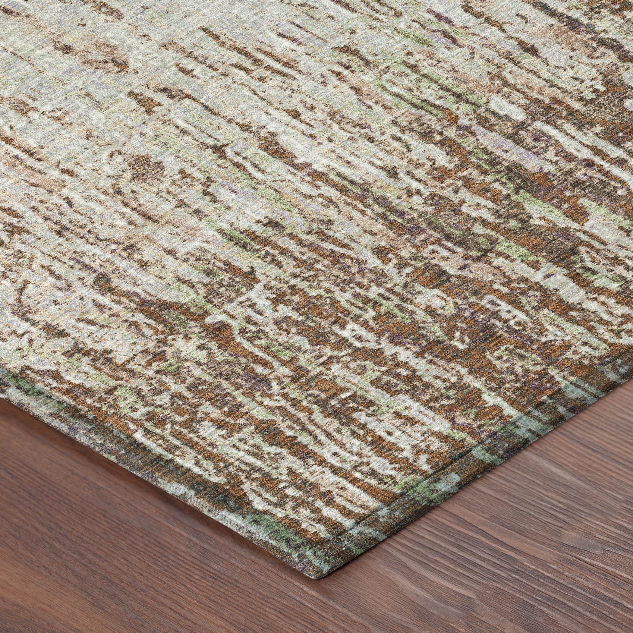 10' X 14' Orange And Copper Striped Washable Indoor Outdoor Area Rug - Sports & Outdoor