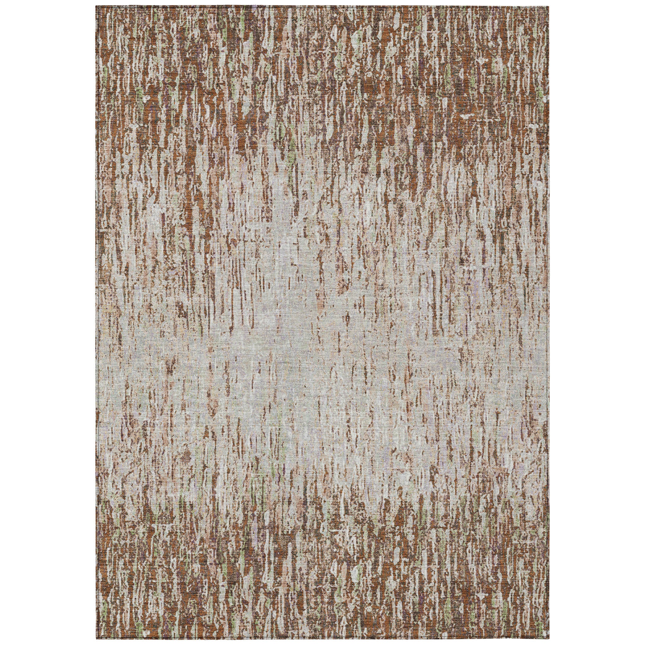 10' X 14' Orange And Copper Striped Washable Indoor Outdoor Area Rug - Sports & Outdoor