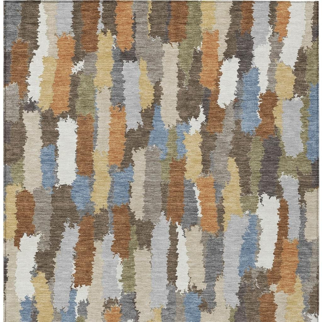 3' X 5' Chocolate And Beige Striped Washable Indoor Outdoor Area Rug - Sports & Outdoor