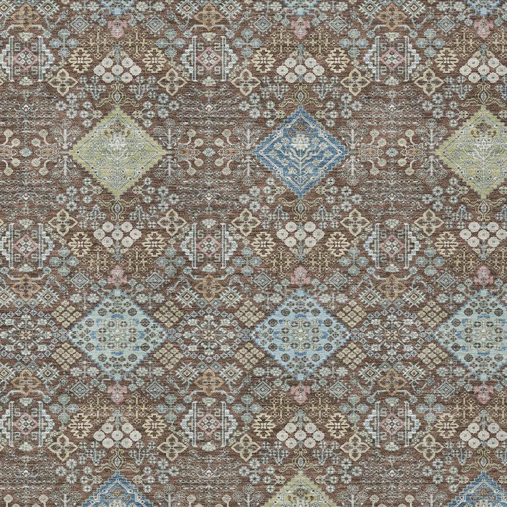 3' X 5' Chocolate And Green Oriental Washable Indoor Outdoor Area Rug - Sports & Outdoor