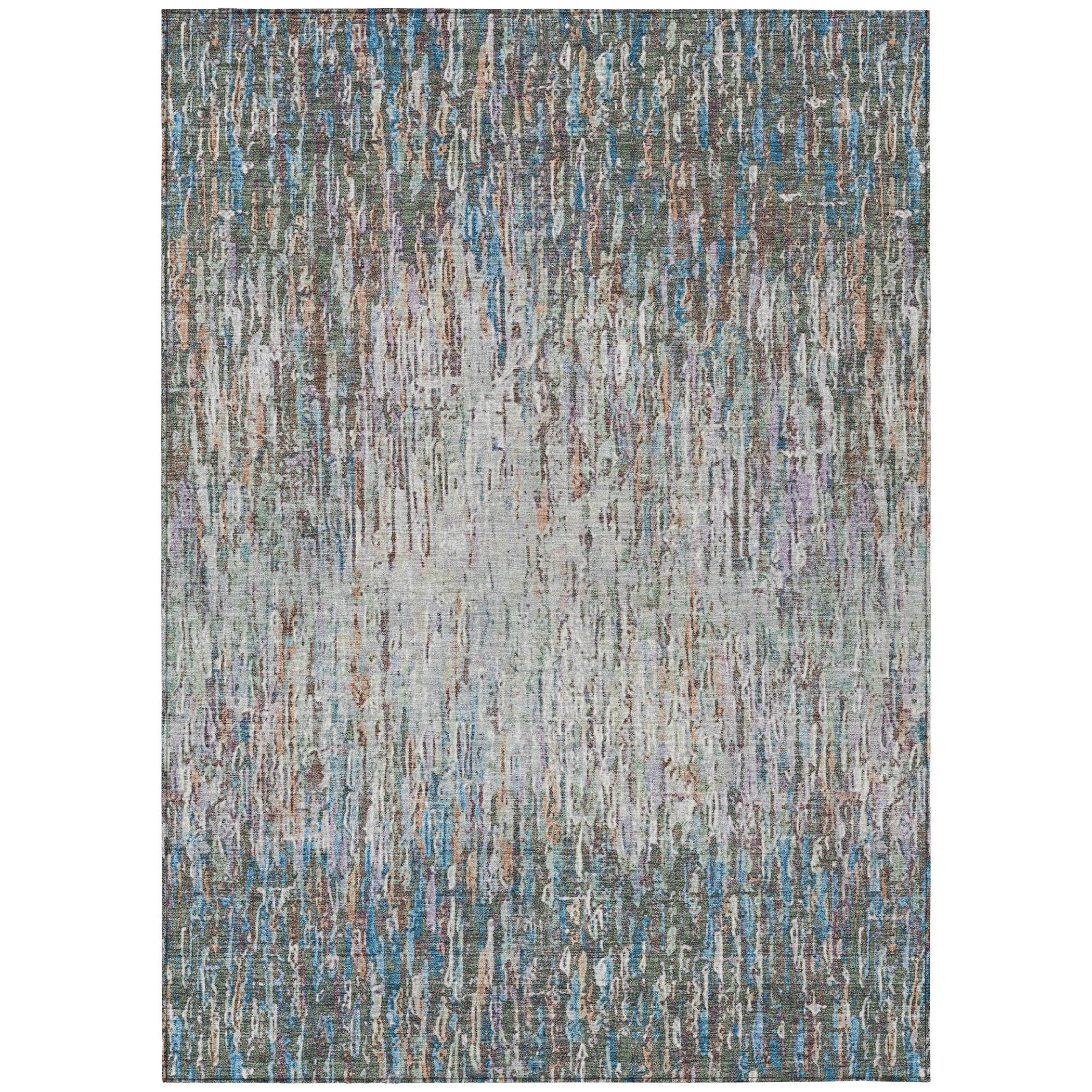 10' X 14' Green And Gray Striped Washable Indoor Outdoor Area Rug - Sports & Outdoor