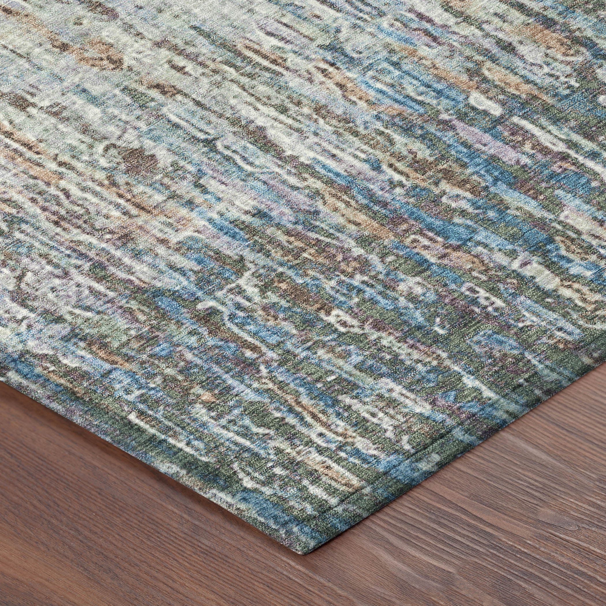 10' X 14' Green And Gray Striped Washable Indoor Outdoor Area Rug - Sports & Outdoor