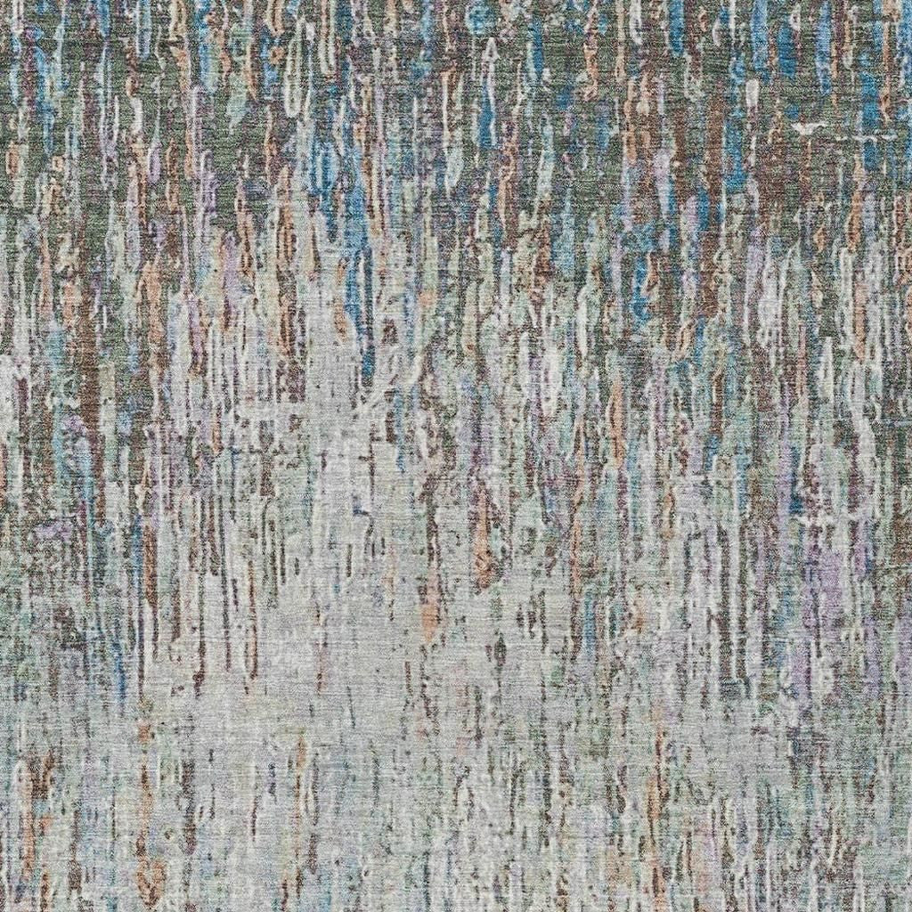 10' X 14' Green And Gray Striped Washable Indoor Outdoor Area Rug - Sports & Outdoor