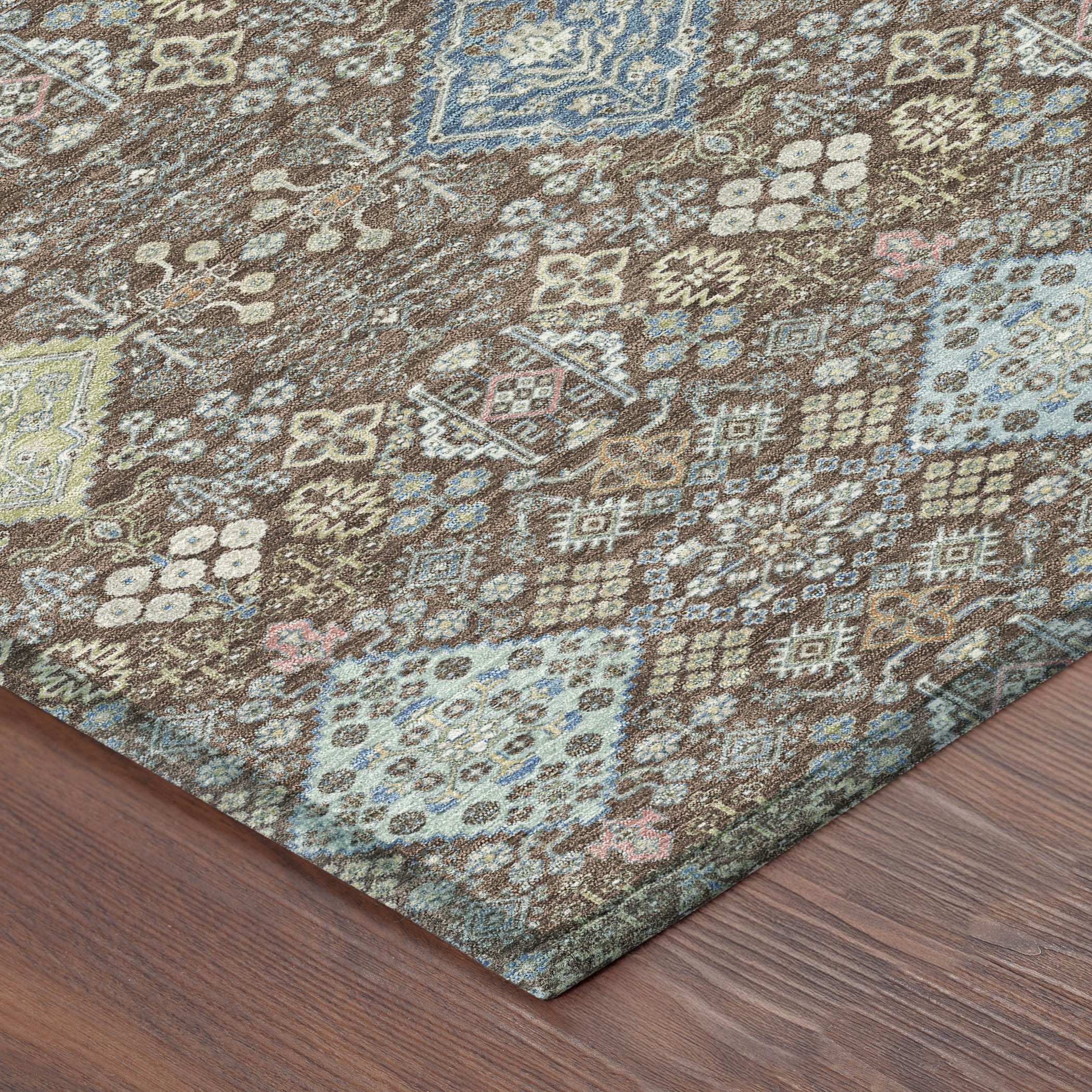 5' X 8' Chocolate And Green Oriental Washable Indoor Outdoor Area Rug - Sports & Outdoor