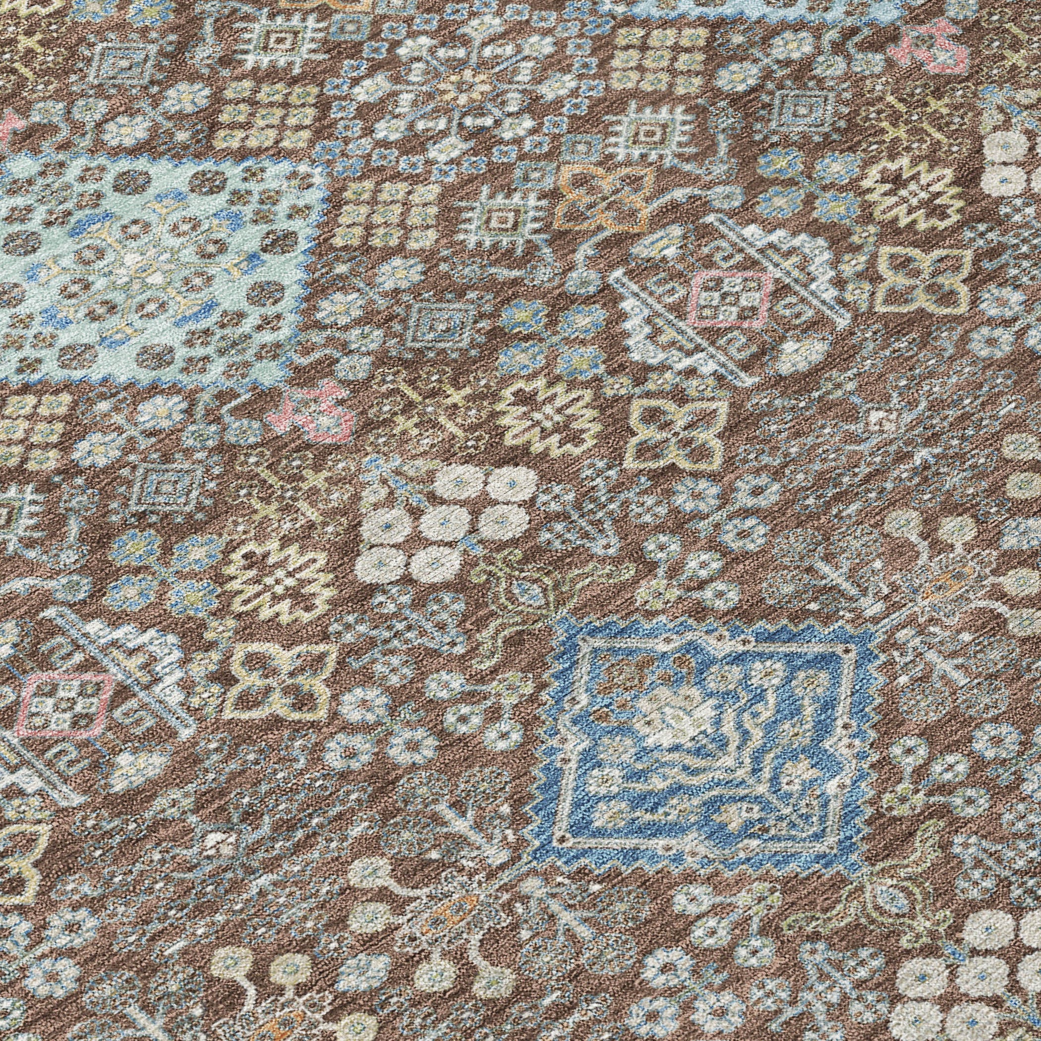 5' X 8' Chocolate And Green Oriental Washable Indoor Outdoor Area Rug - Sports & Outdoor