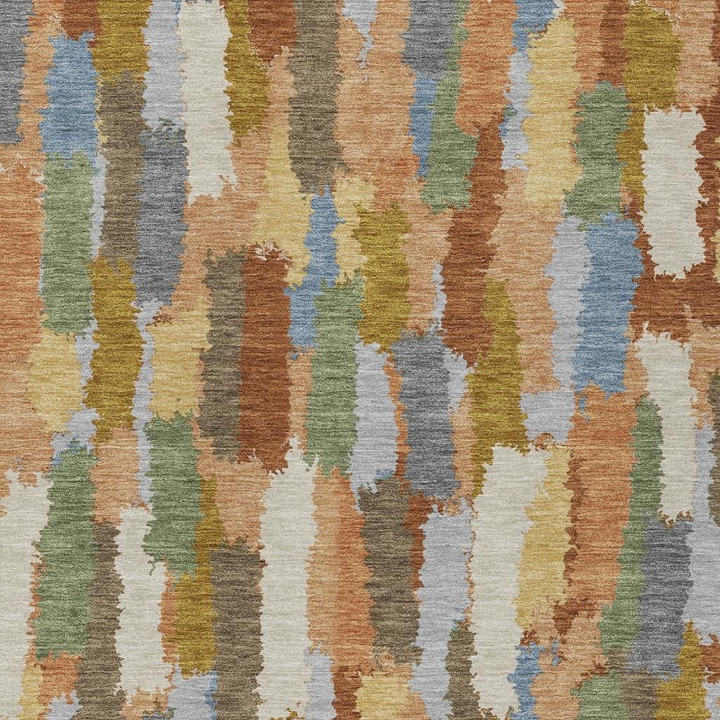 10' X 14' Copper And Chocolate Striped Washable Indoor Outdoor Area Rug - Sports & Outdoor