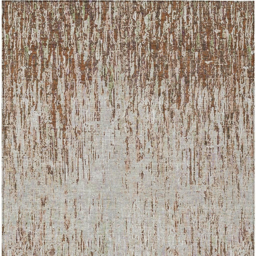 3' X 5' Orange And Copper Striped Washable Indoor Outdoor Area Rug - Sports & Outdoor