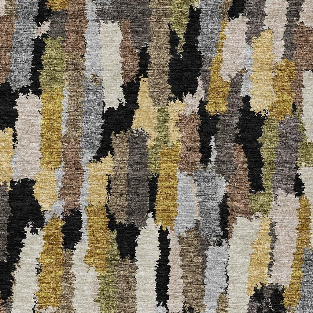 5' X 8' Black And Brown Striped Washable Indoor Outdoor Area Rug - Sports & Outdoor