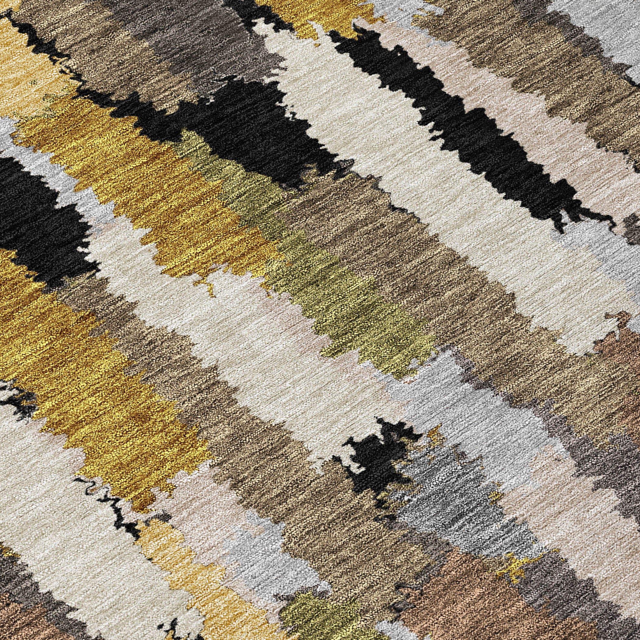 5' X 8' Black And Brown Striped Washable Indoor Outdoor Area Rug - Sports & Outdoor