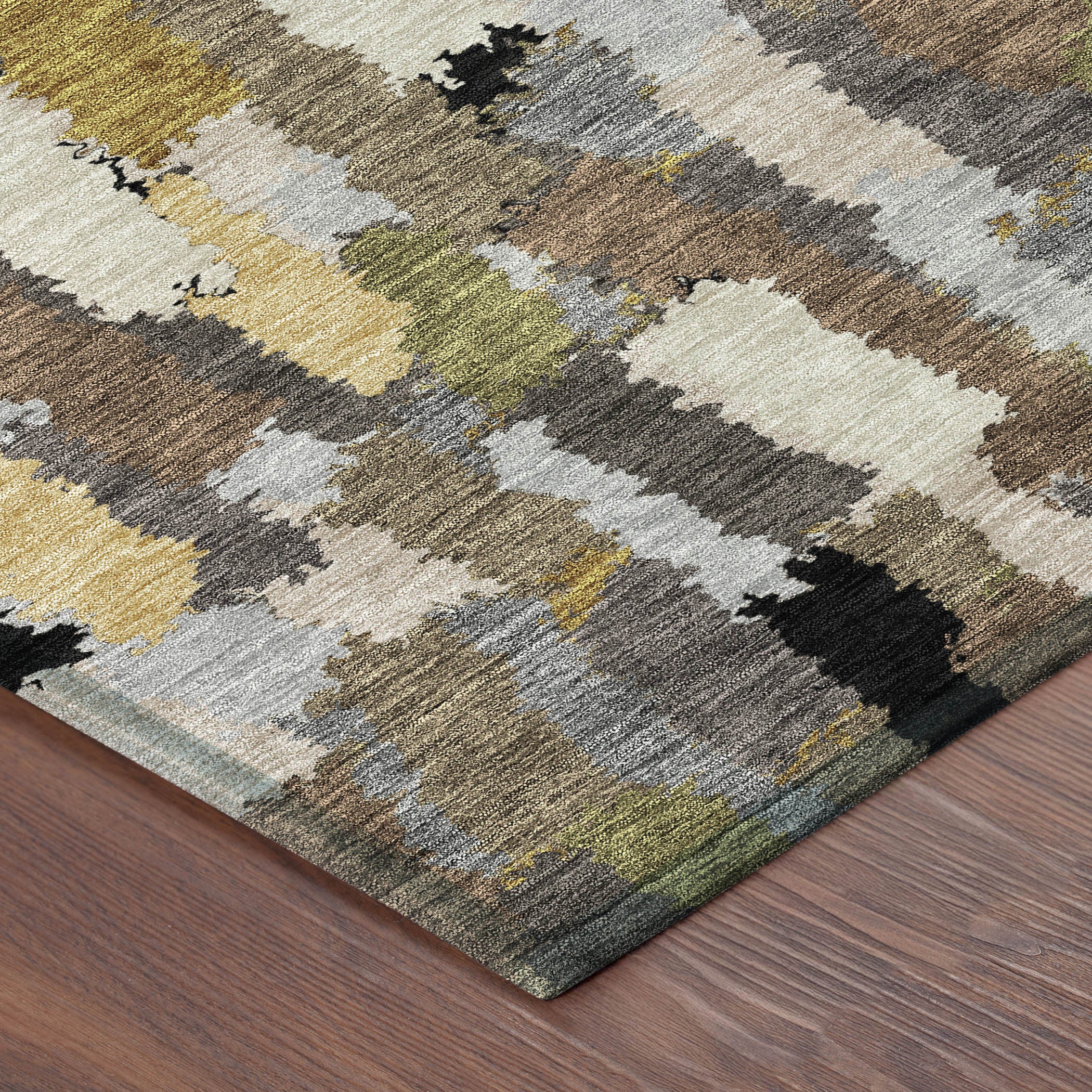 5' X 8' Black And Brown Striped Washable Indoor Outdoor Area Rug - Sports & Outdoor