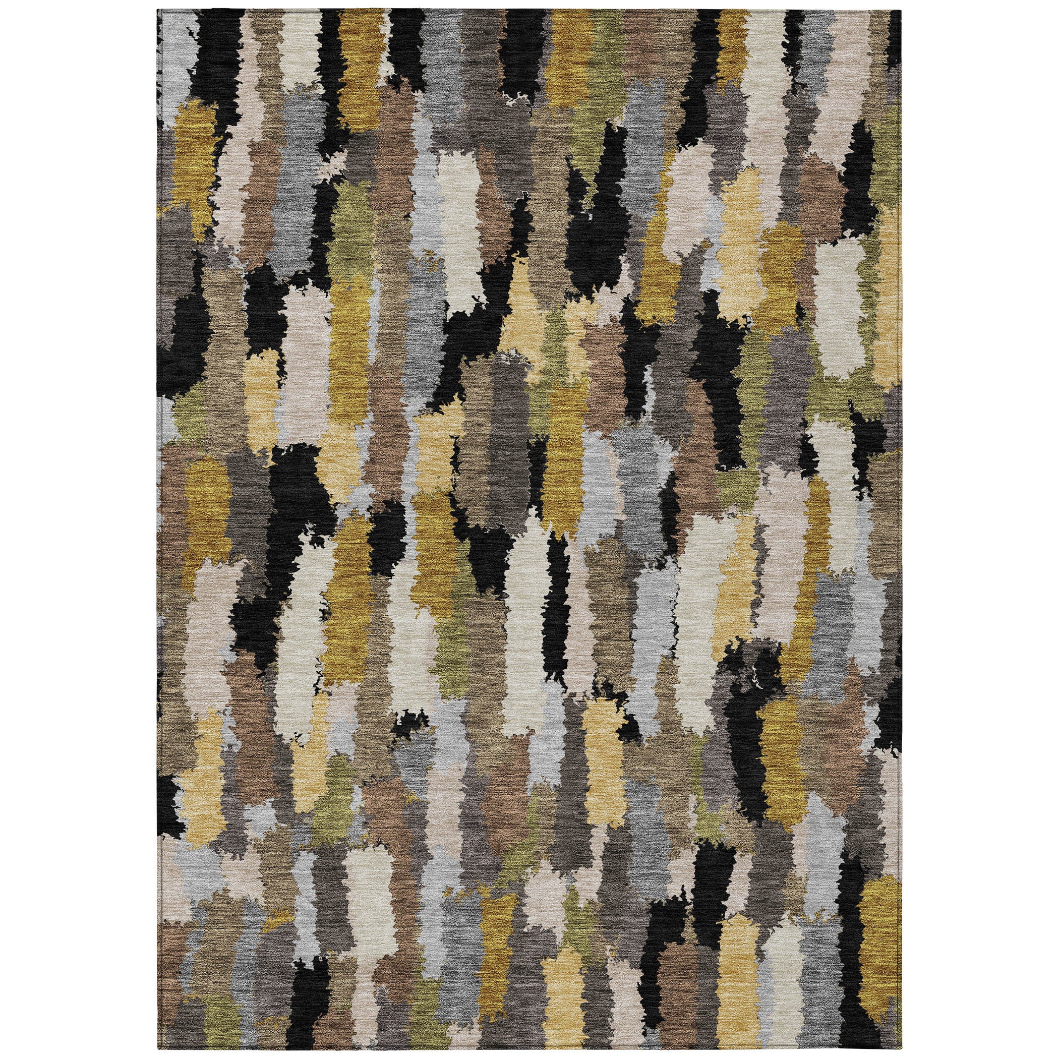 5' X 8' Black And Brown Striped Washable Indoor Outdoor Area Rug - Sports & Outdoor