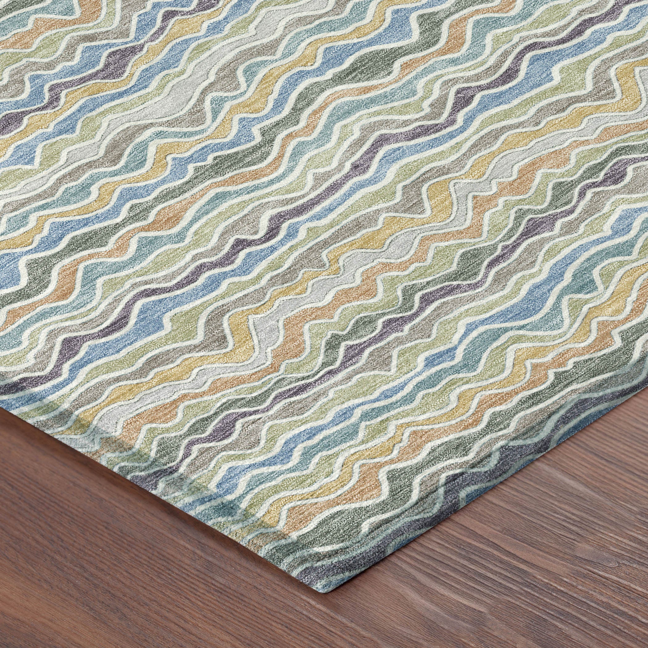 10' X 14' Blue And Green Striped Washable Indoor Outdoor Area Rug - Sports & Outdoor