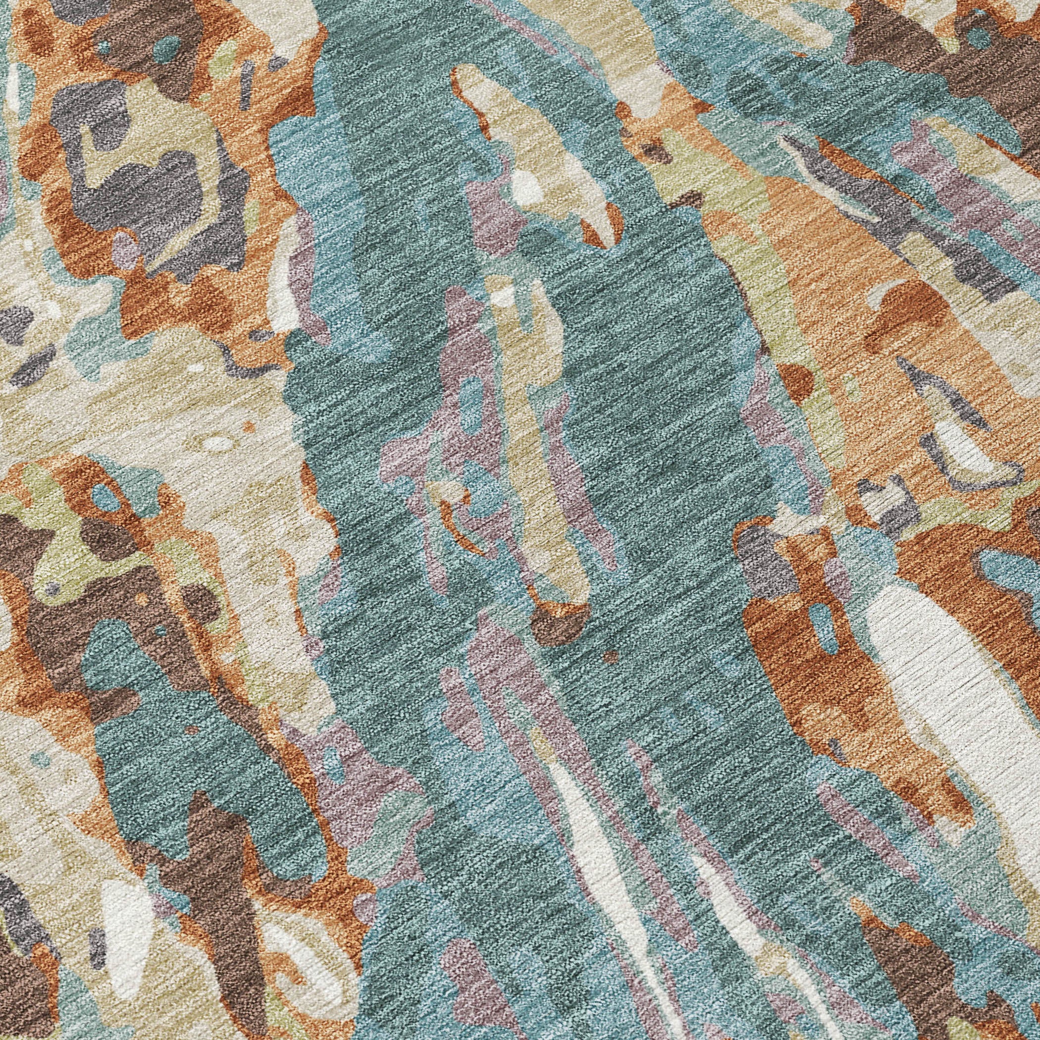 8' Teal Blue And Gray Round Abstract Washable Indoor Outdoor Area Rug - Sports & Outdoor