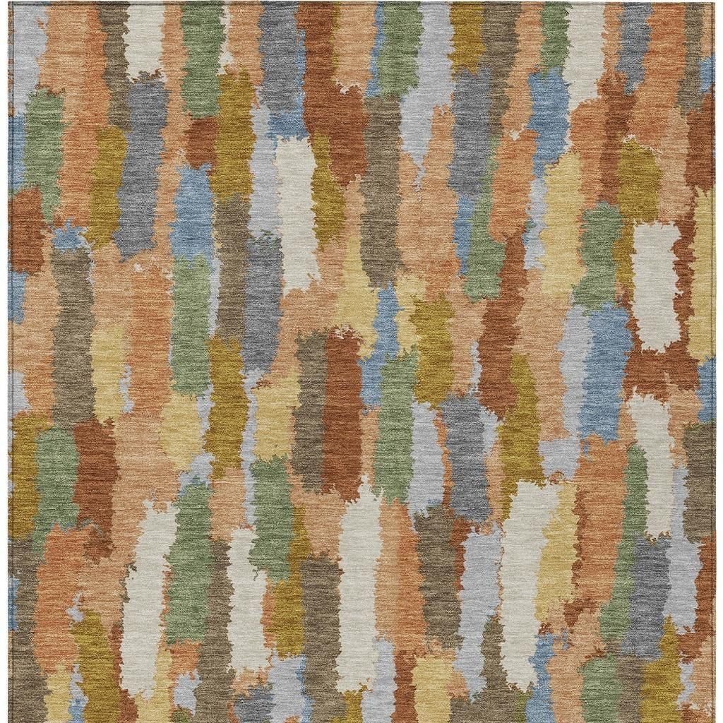 5' X 8' Copper And Chocolate Striped Washable Indoor Outdoor Area Rug - Sports & Outdoor