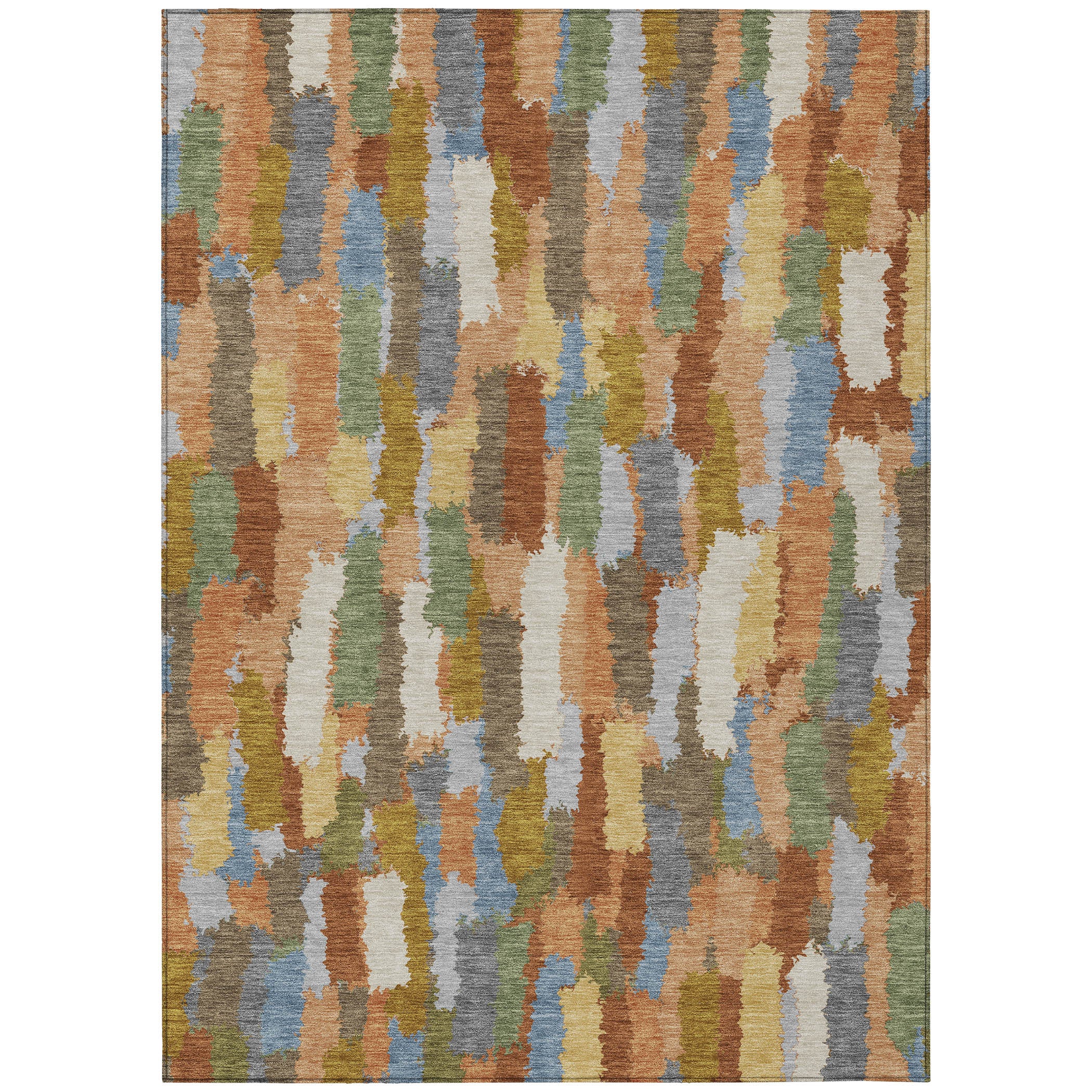 5' X 8' Copper And Chocolate Striped Washable Indoor Outdoor Area Rug - Sports & Outdoor