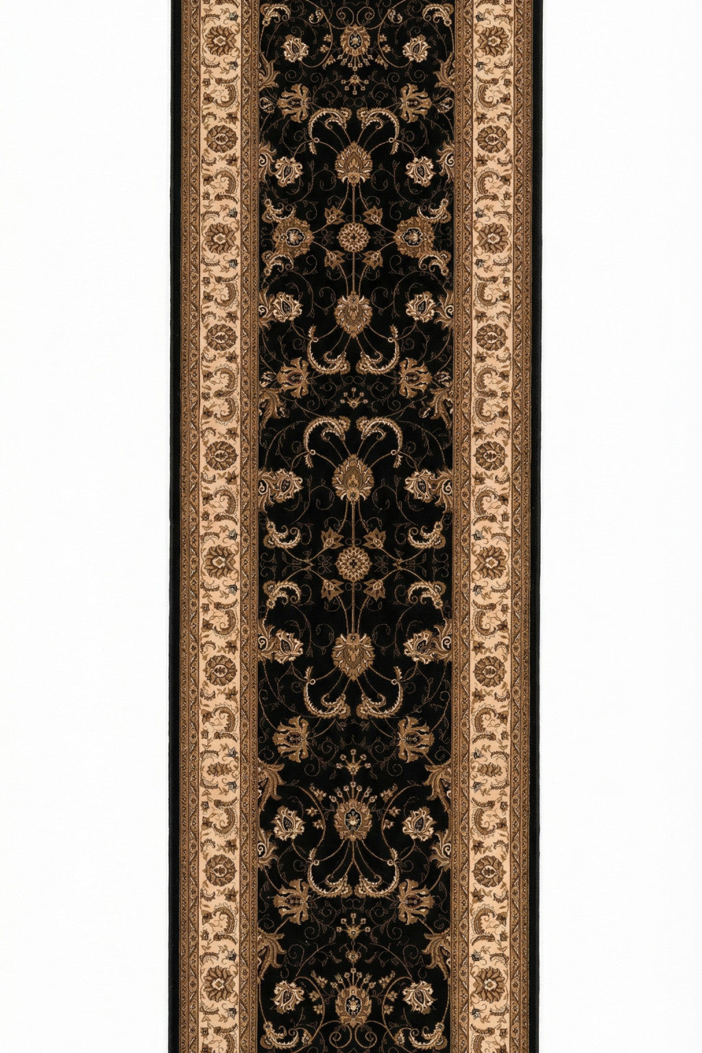 20' Black And Ivory Oriental Runner Rug - Home & Garden