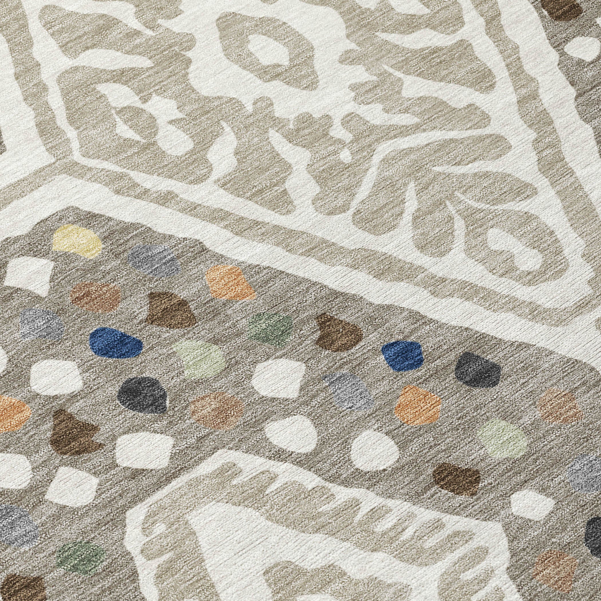 10' X 14' Ivory And Taupe Tribal Washable Indoor Outdoor Area Rug - Sports & Outdoor