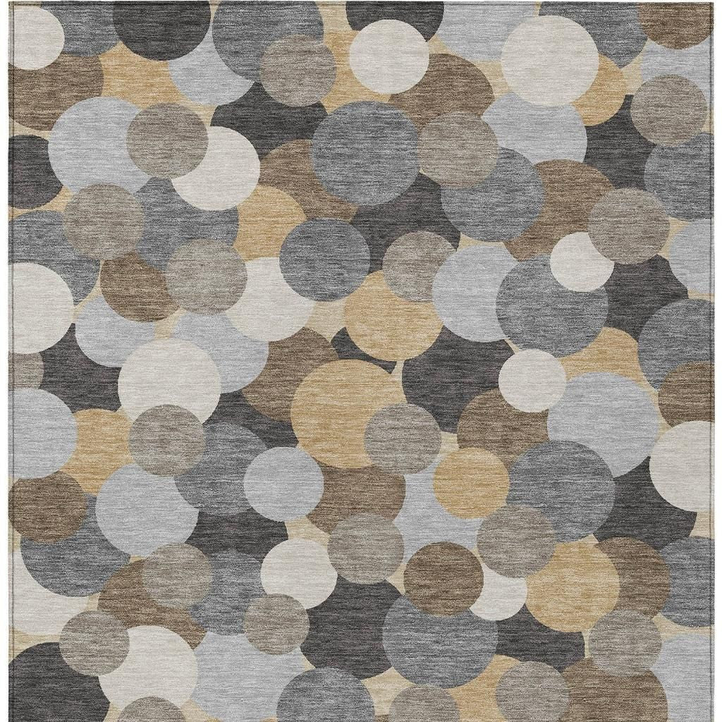 3' X 5' Gray And Chocolate Geometric Washable Indoor Outdoor Area Rug - Sports & Outdoor