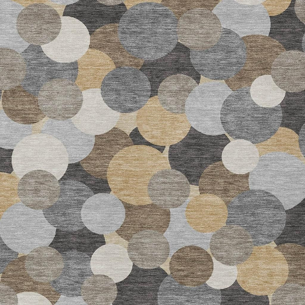 3' X 5' Gray And Chocolate Geometric Washable Indoor Outdoor Area Rug - Sports & Outdoor
