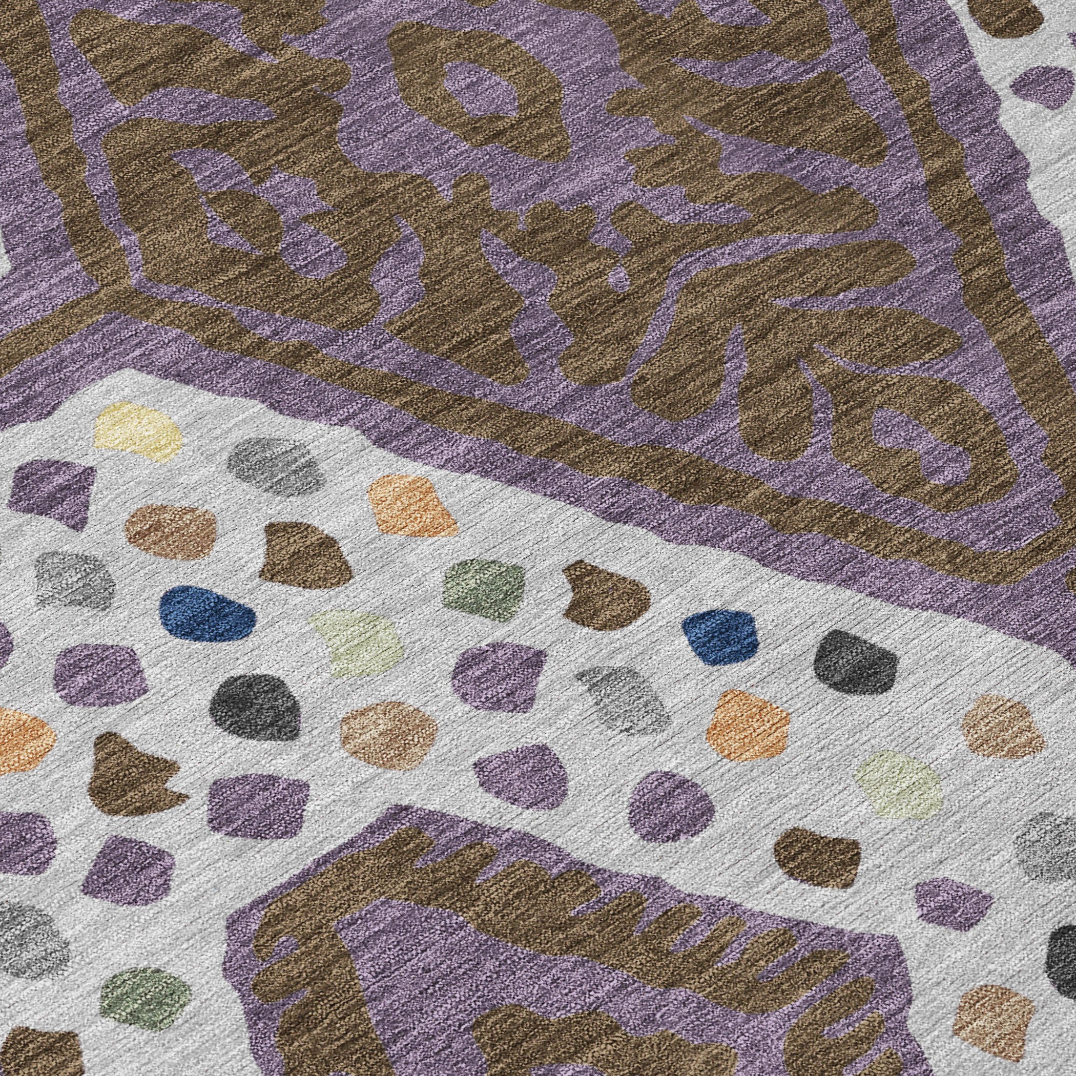 10' X 14' Plum And Eggplant Tribal Washable Indoor Outdoor Area Rug - Sports & Outdoor