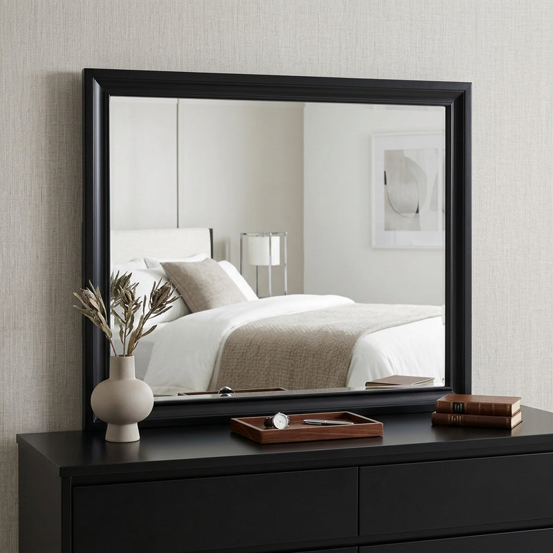 36" Black Wood Dresser Mount Framed Mirror - Bed & Bath